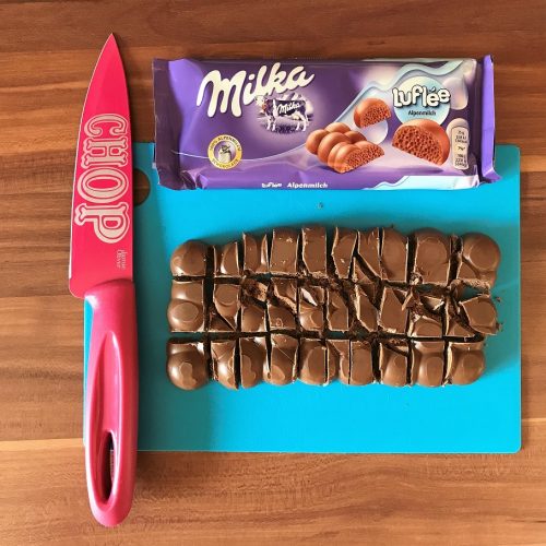 Milka Luflee Schokolade geschnitten